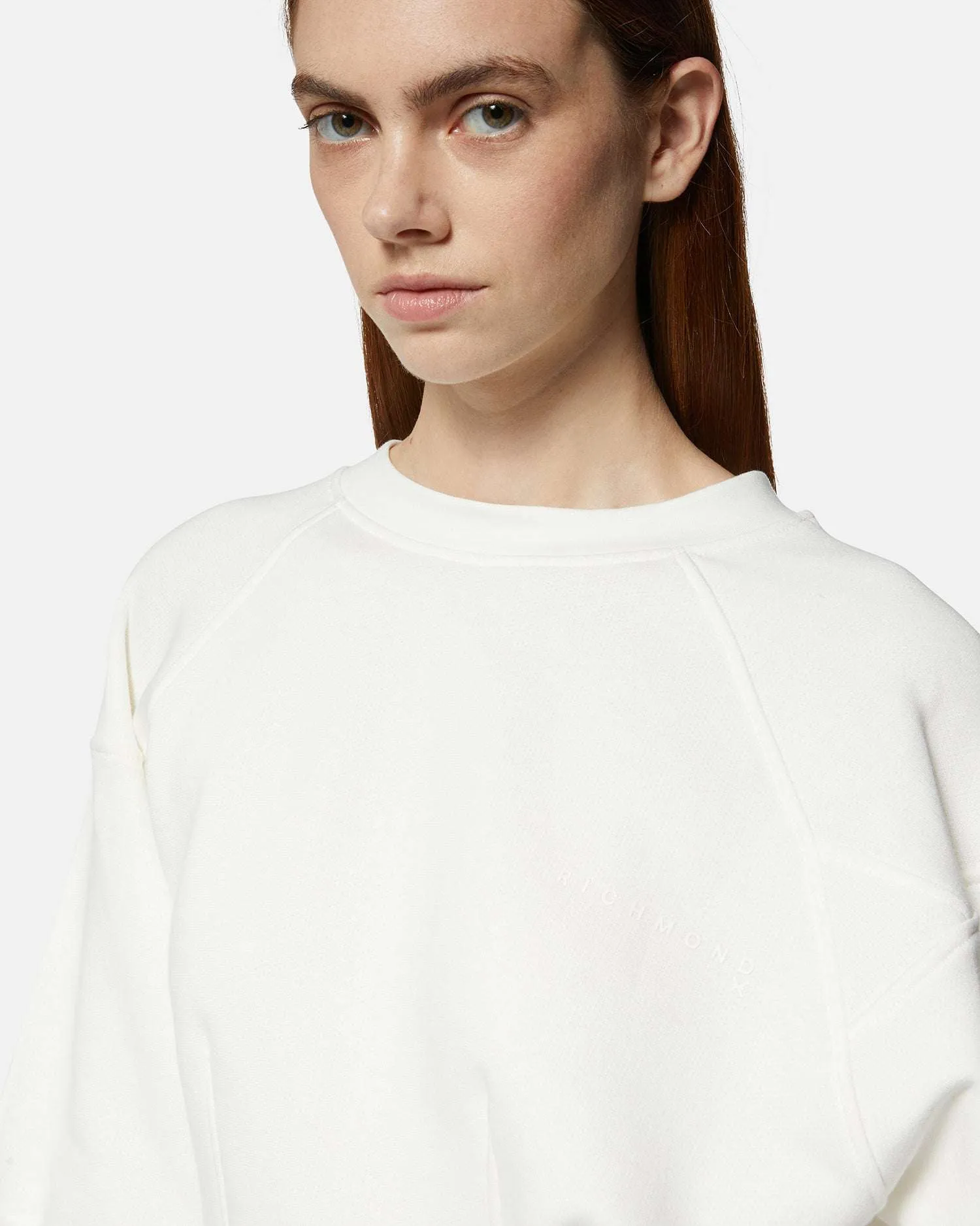 Felpa cropped bianca con maniche oversize sold by John Richmond product image thumbnail 3