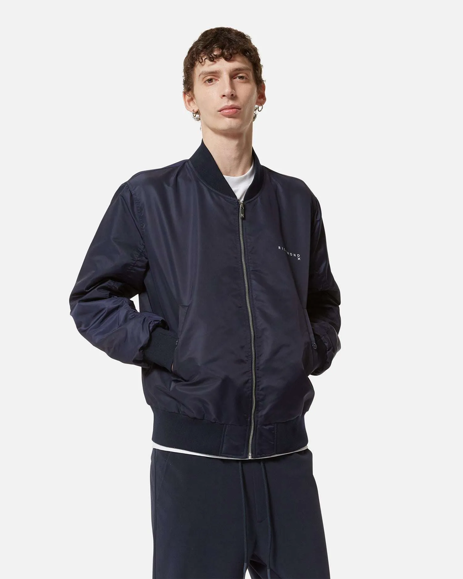 Bomber blu scuro con dettagli minimal sold by John Richmond product image thumbnail 4