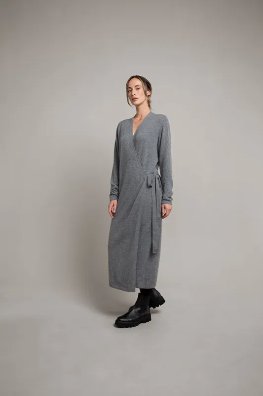 Ballet Wrap Grey Cashmere Dress sold by Johnstons of Elgin