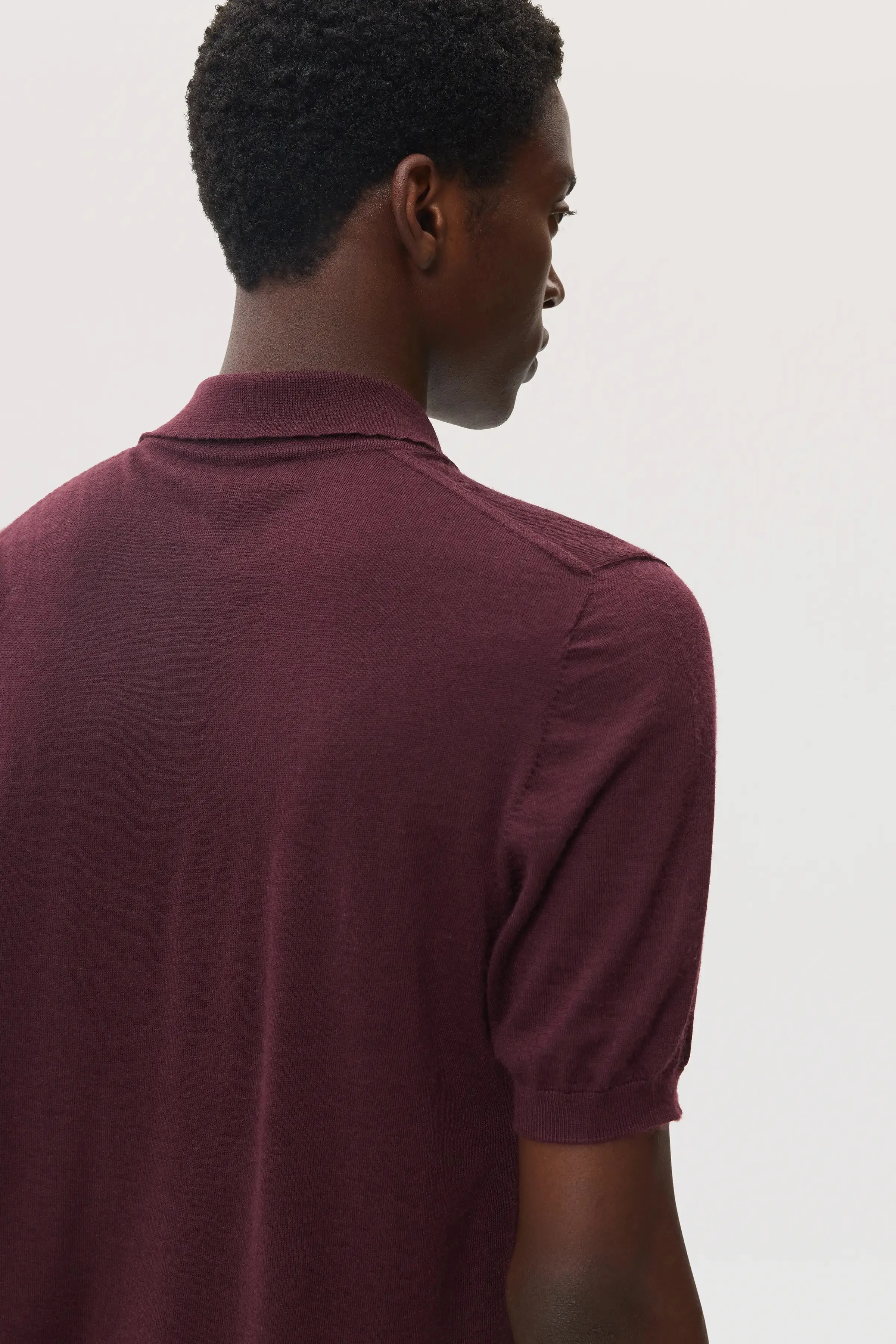 Deep Red Superfine Cashmere Polo Shirt sold by Johnstons of Elgin product image thumbnail 4