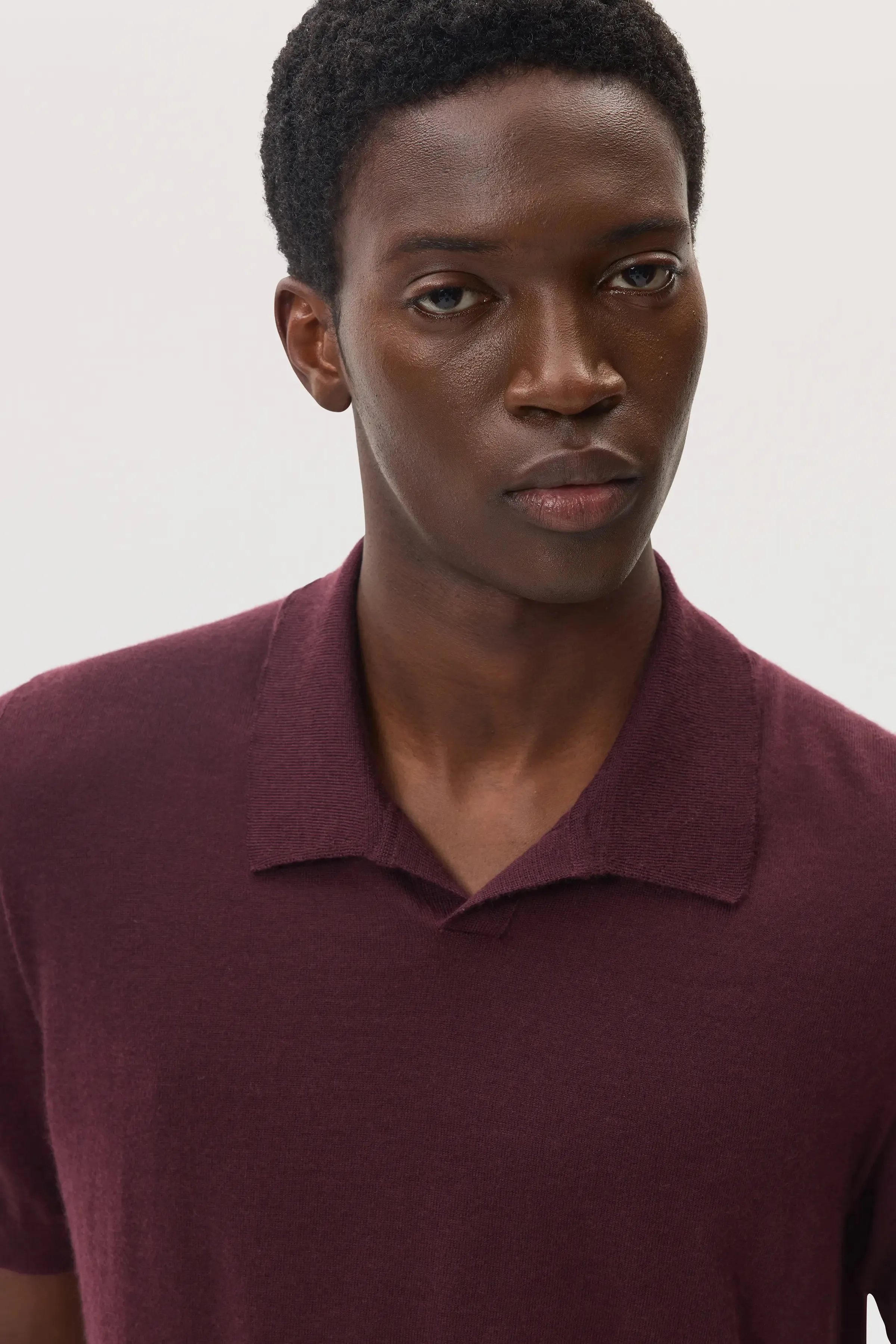 Deep Red Superfine Cashmere Polo Shirt sold by Johnstons of Elgin product image thumbnail 3