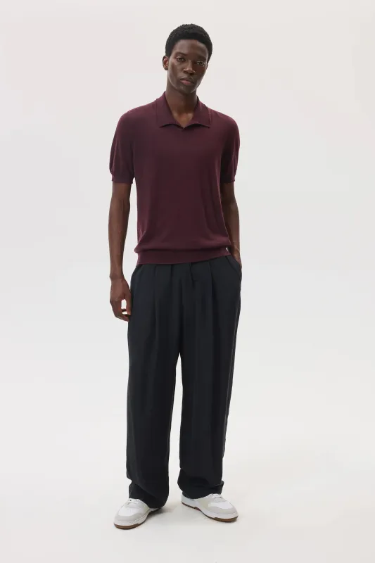 Deep Red Superfine Cashmere Polo Shirt sold by Johnstons of Elgin