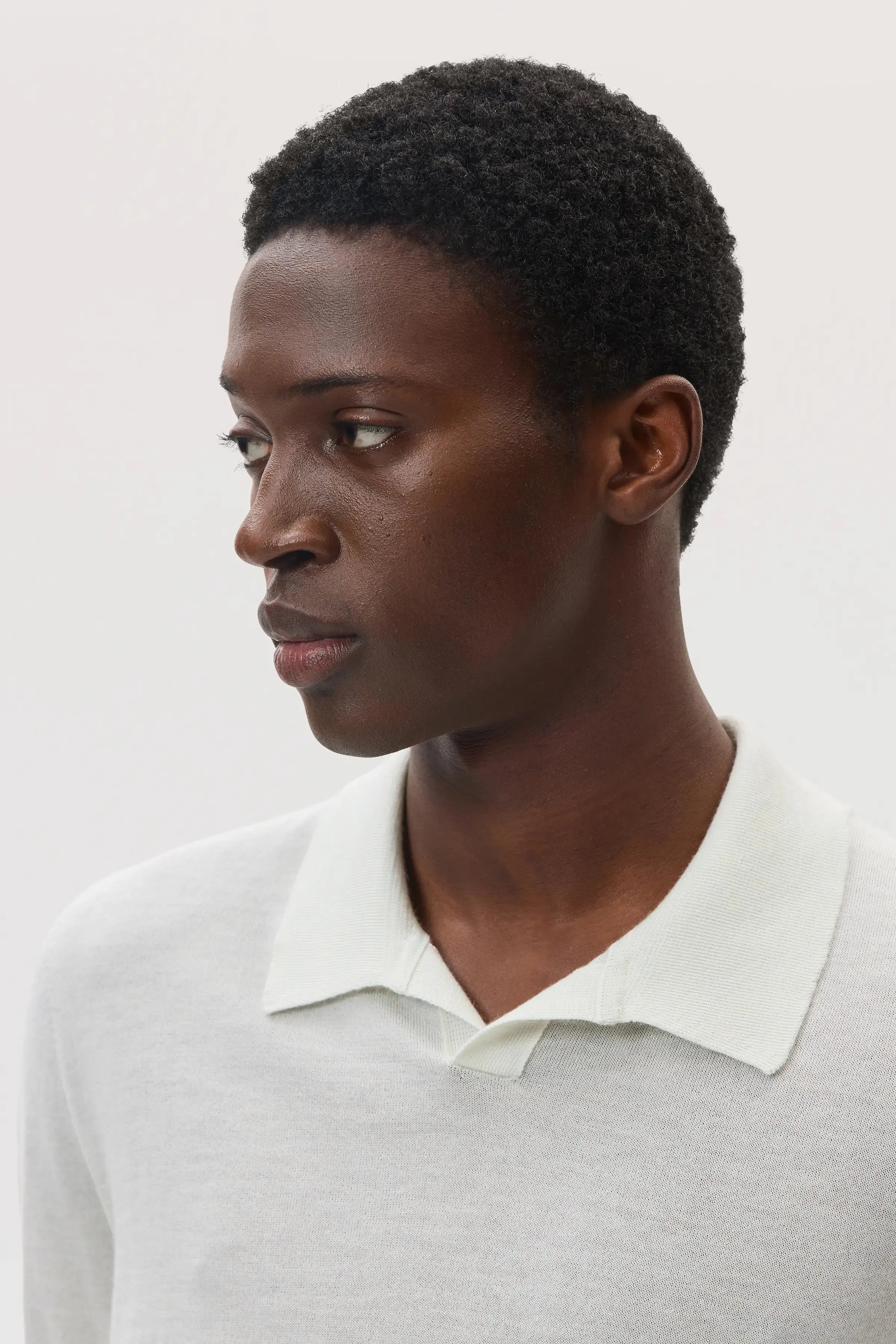 Superfine Cashmere White Polo Shirt sold by Johnstons of Elgin product image thumbnail 3