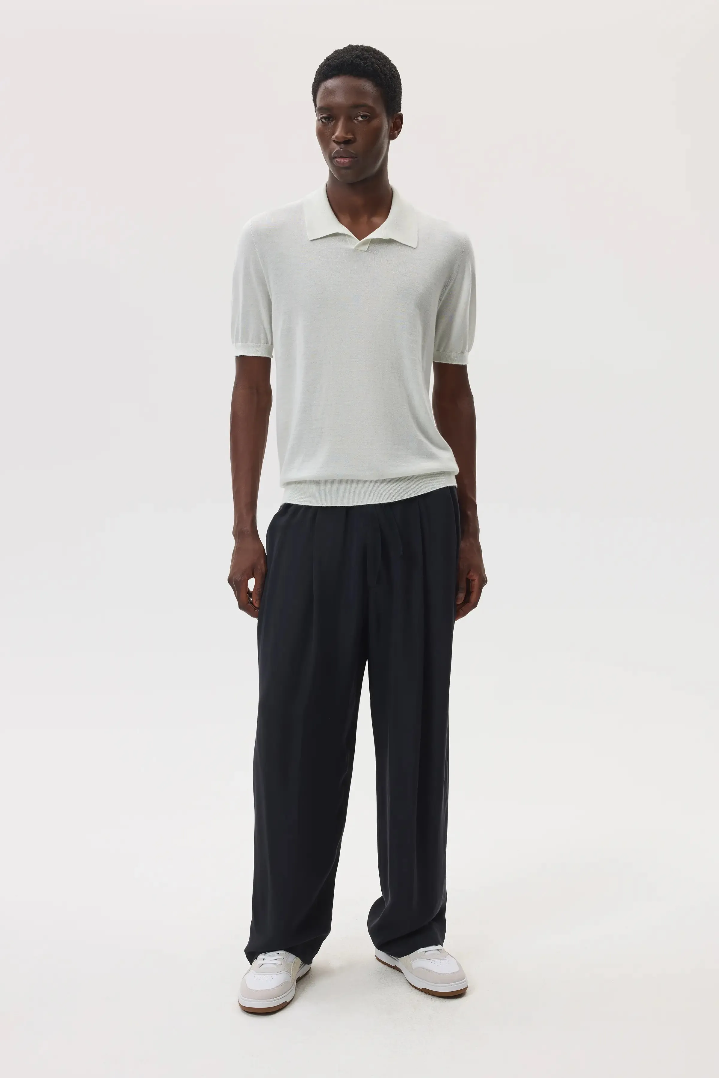 Superfine Cashmere White Polo Shirt sold by Johnstons of Elgin product image thumbnail 2