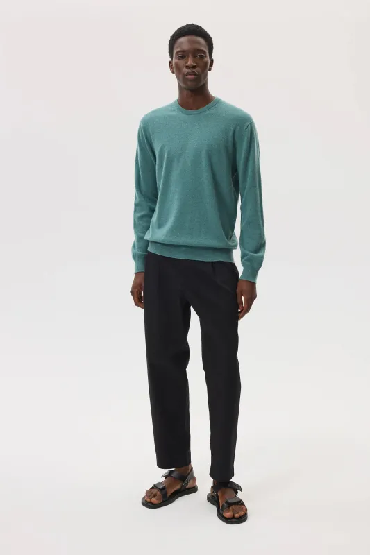 Classic Cashmere Green Round Neck Jumper sold by Johnstons of Elgin