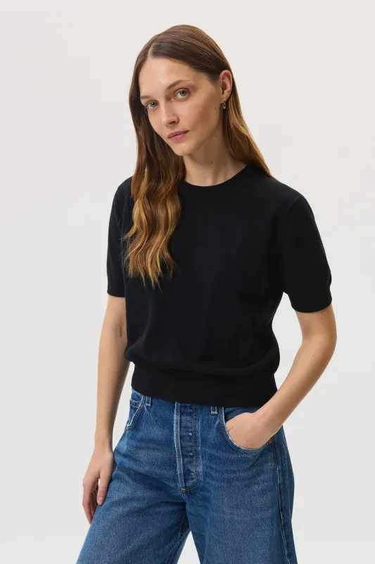 Classic Cashmere Black T-Shirt sold by Johnstons of Elgin