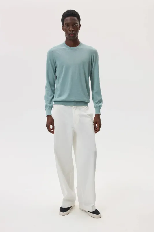 Superfine Cashmere Light Green Round Neck Jumper sold by Johnstons of Elgin