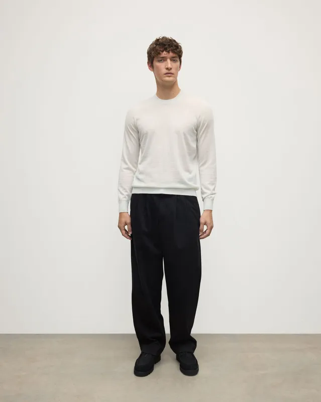 Superfine Cashmere White Round Neck Jumper sold by Johnstons of Elgin