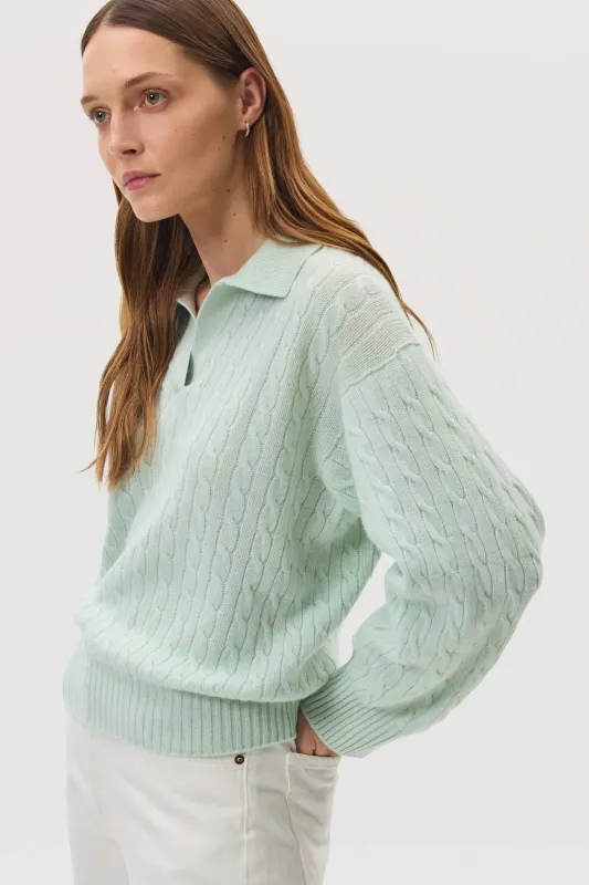 Cropped Cable Cashmere Jumper sold by Johnstons of Elgin