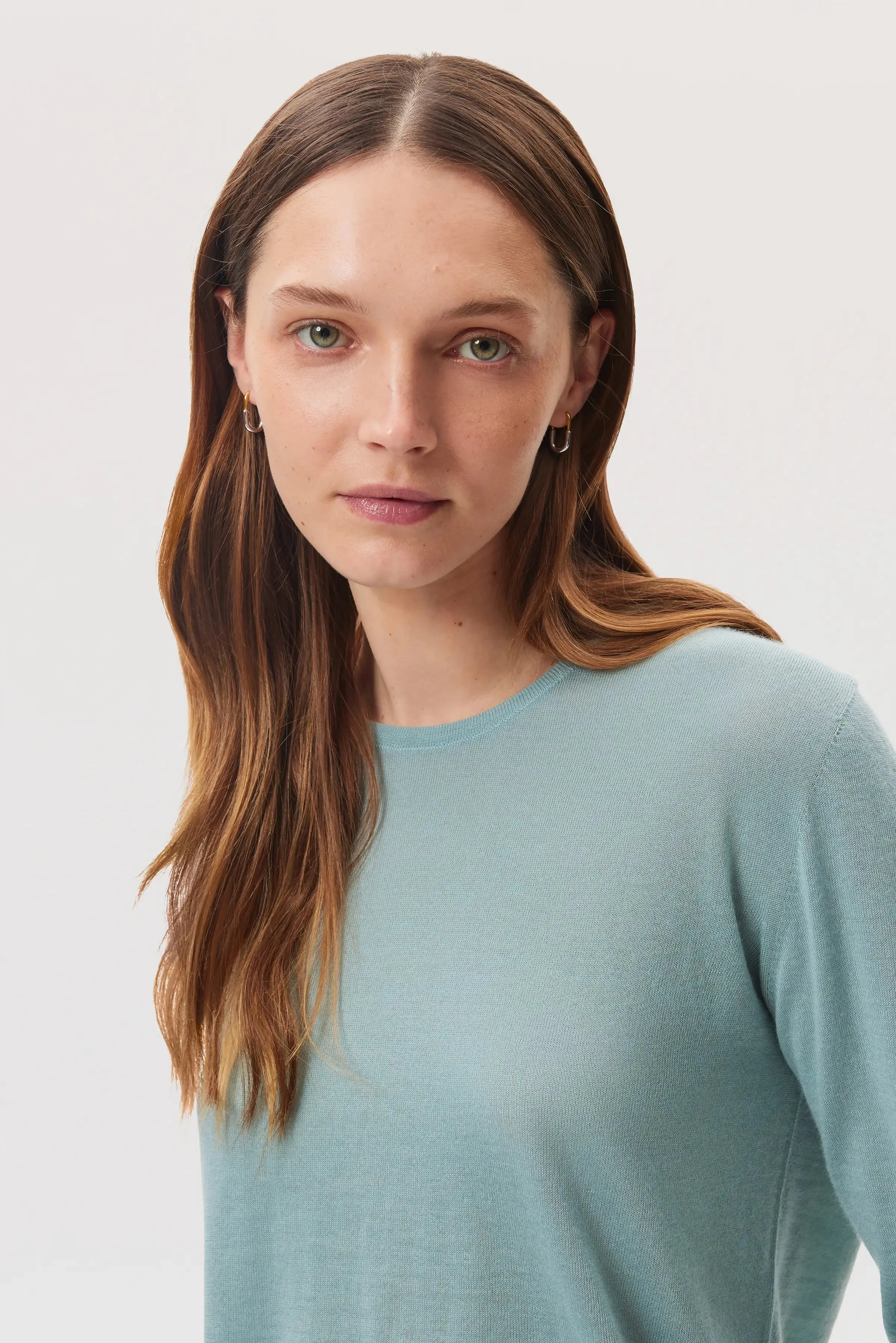 Superfine Cashmere Light Green Jumper sold by Johnstons of Elgin product image thumbnail 3