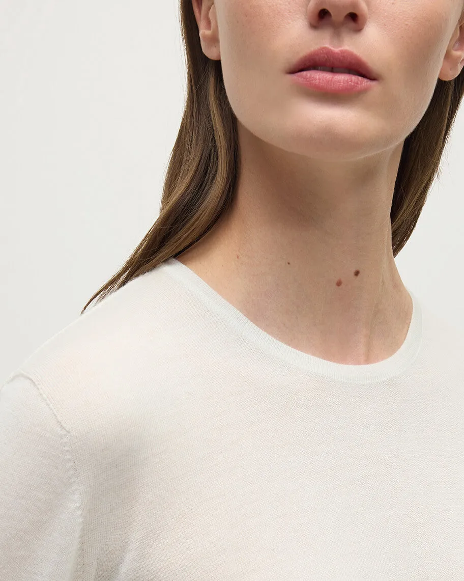 Superfine Cashmere White Jumper sold by Johnstons of Elgin product image thumbnail 5