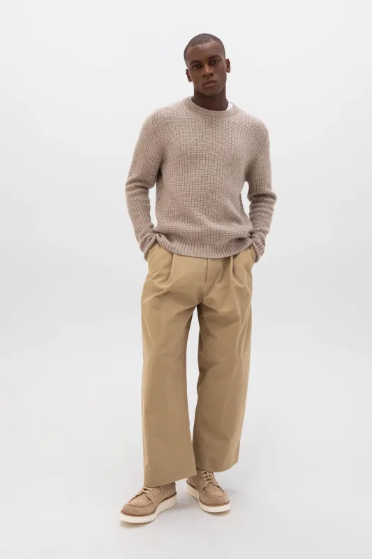 Waffle Textured Light Brown Cashmere Jumper sold by Johnstons of Elgin