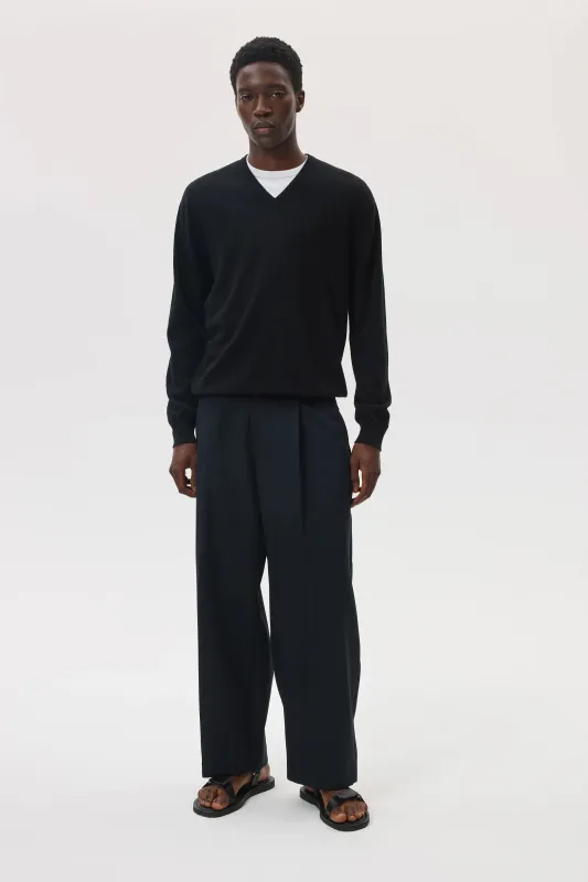 Classic Black Cashmere V Neck Jumper sold by Johnstons of Elgin