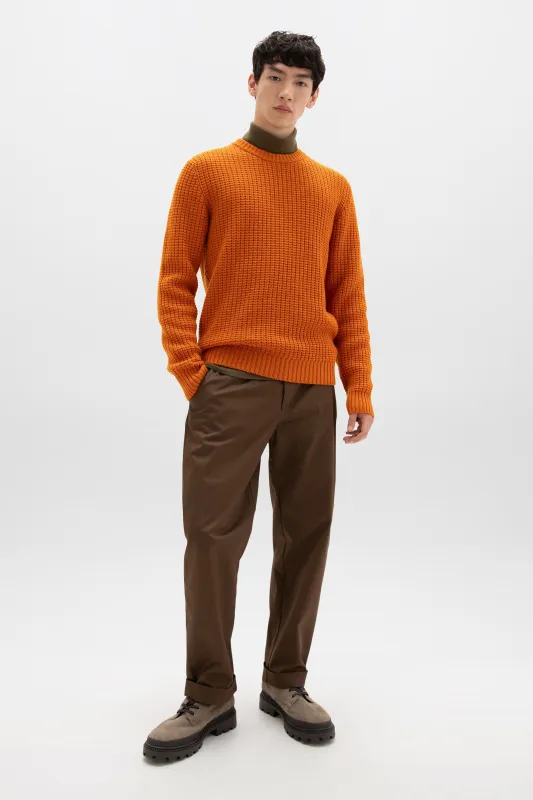 Waffle Textured Orange Cashmere Jumper sold by Johnstons of Elgin