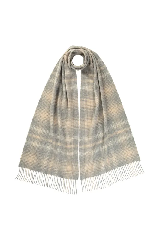 Wide Cashmere Check Scarf sold by Johnstons of Elgin