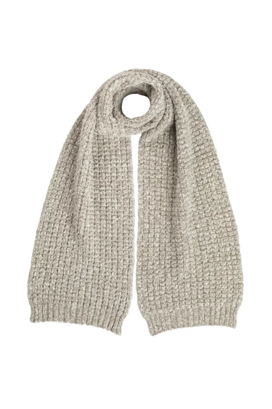 Wool Cashmere Slub Waffle Natural Scarf sold by Johnstons of Elgin
