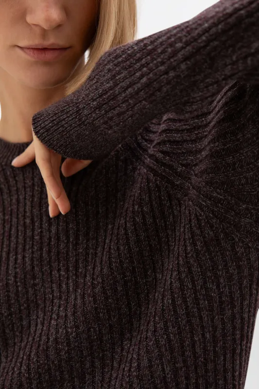 Cashmere Dark Red Marl Jumper sold by Johnstons of Elgin