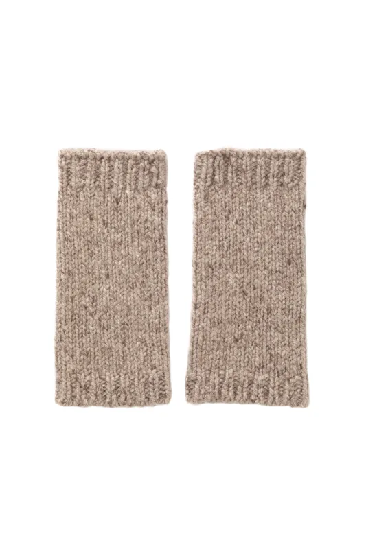 Donegal Cashmere Light Brown Wrist Warmers sold by Johnstons of Elgin