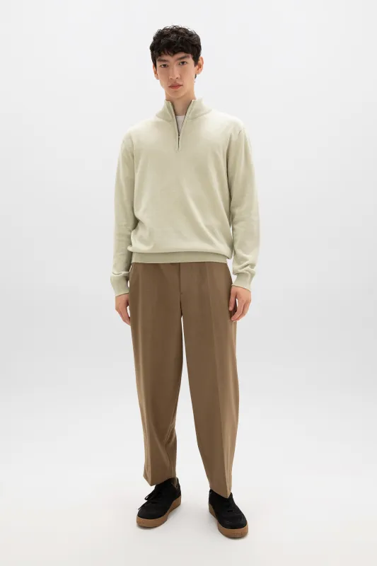 Light Green Cashmere Zip Neck Jumper sold by Johnstons of Elgin