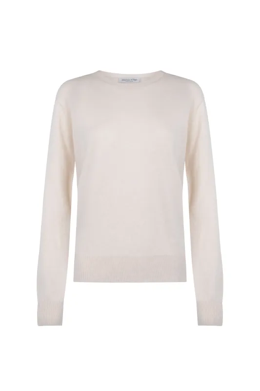 Cream Cashmere Round Neck Jumper sold by Johnstons of Elgin