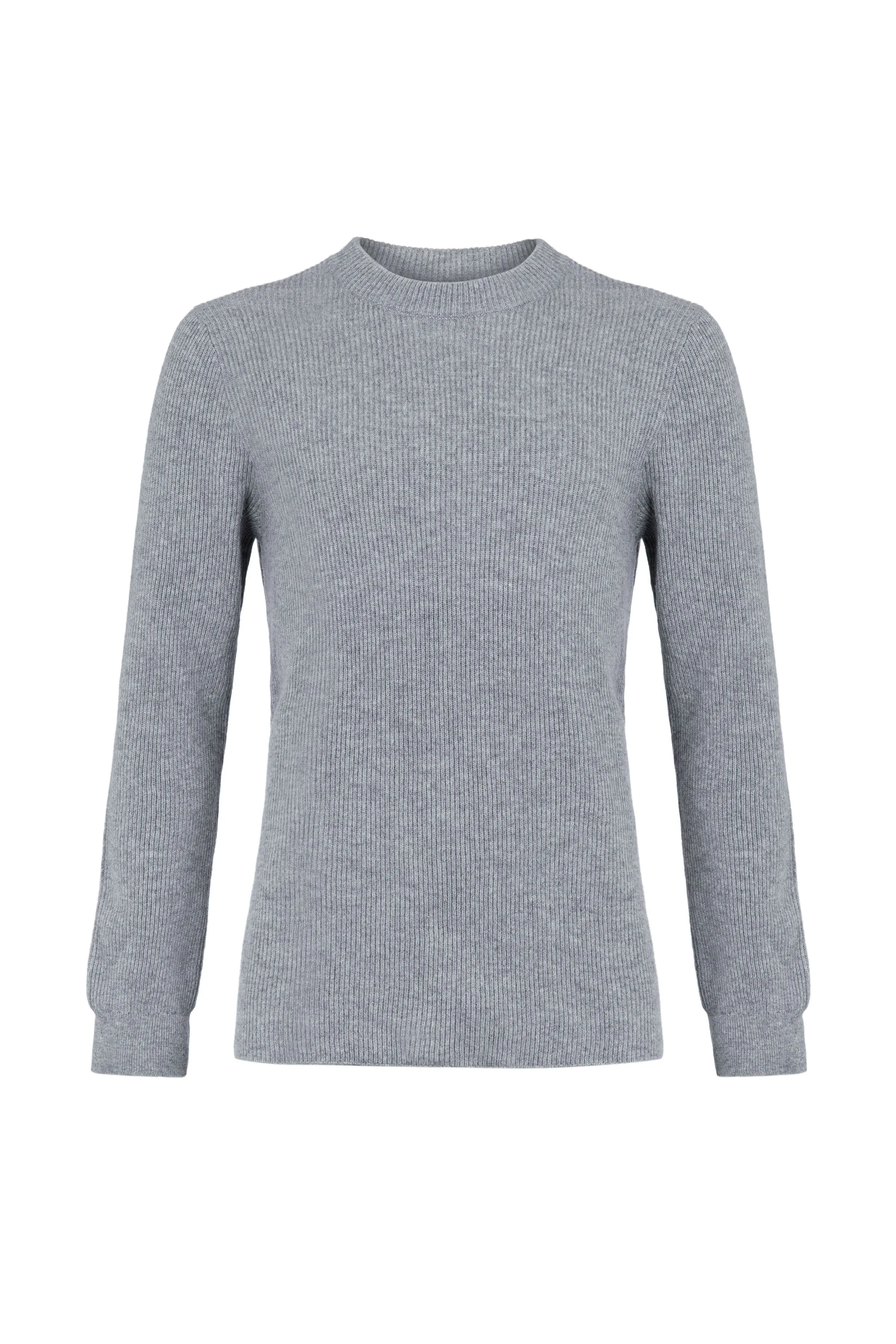 Men's Ribbed Grey Cashmere Jumper sold by Johnstons of Elgin