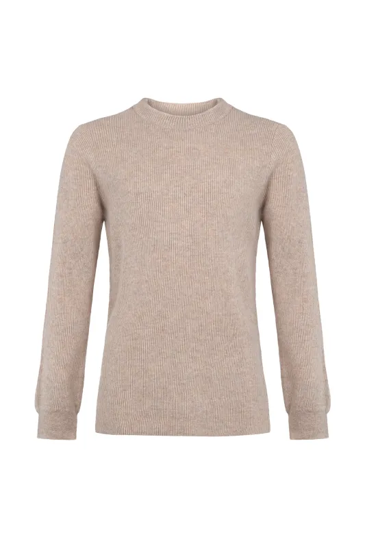 Ribbed Natural Cashmere Jumper sold by Johnstons of Elgin