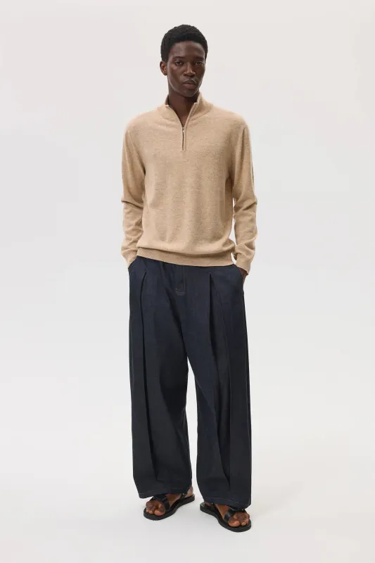 Classic Cashmere Natural Zip Neck Jumper sold by Johnstons of Elgin