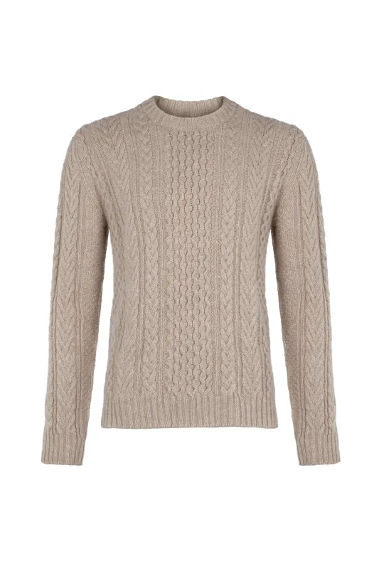 Aran Cable Cashmere Natural Jumper sold by Johnstons of Elgin