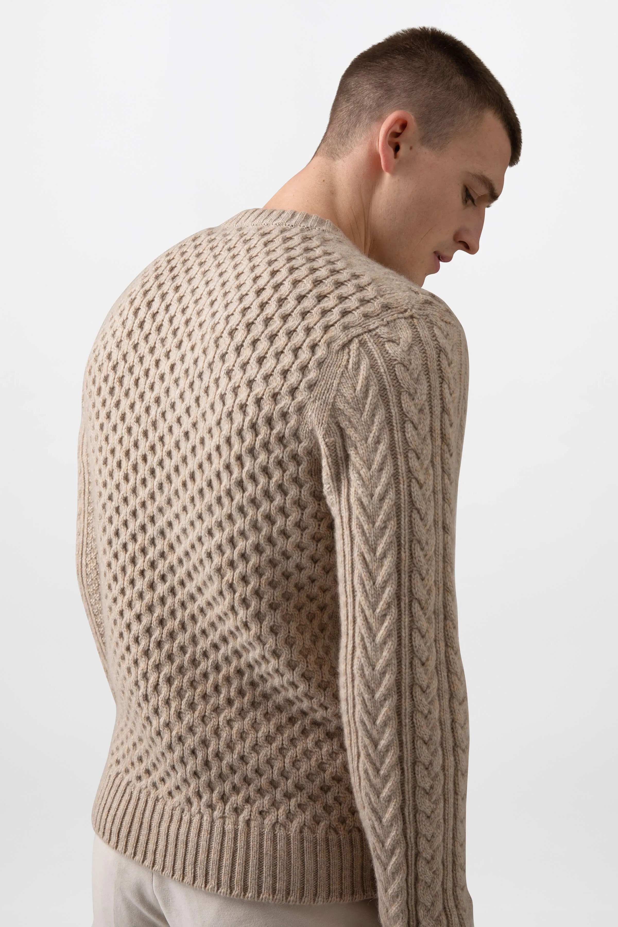 Aran Cable Cashmere Natural Jumper sold by Johnstons of Elgin product image thumbnail 3