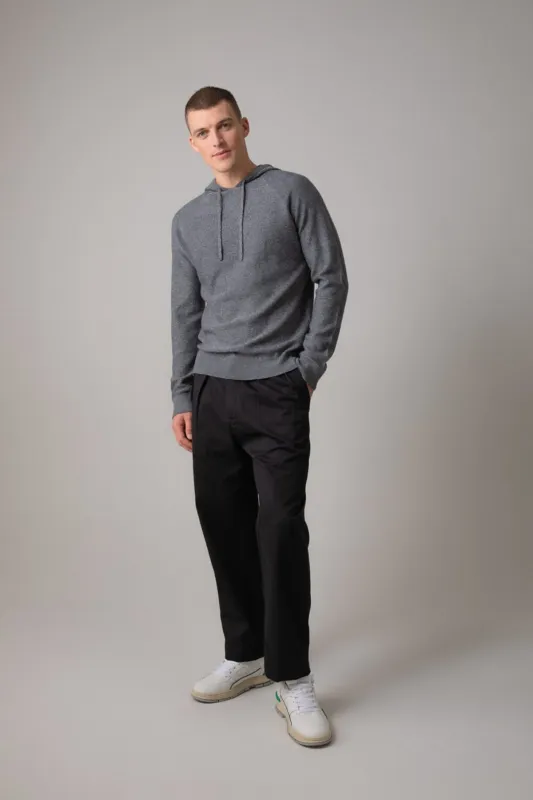 Seamless Mid Grey Merino Hoodie sold by Johnstons of Elgin