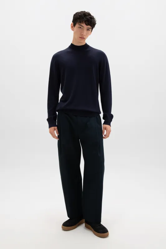 Mock Turtle Neck Merino Dark Navy Jumper sold by Johnstons of Elgin