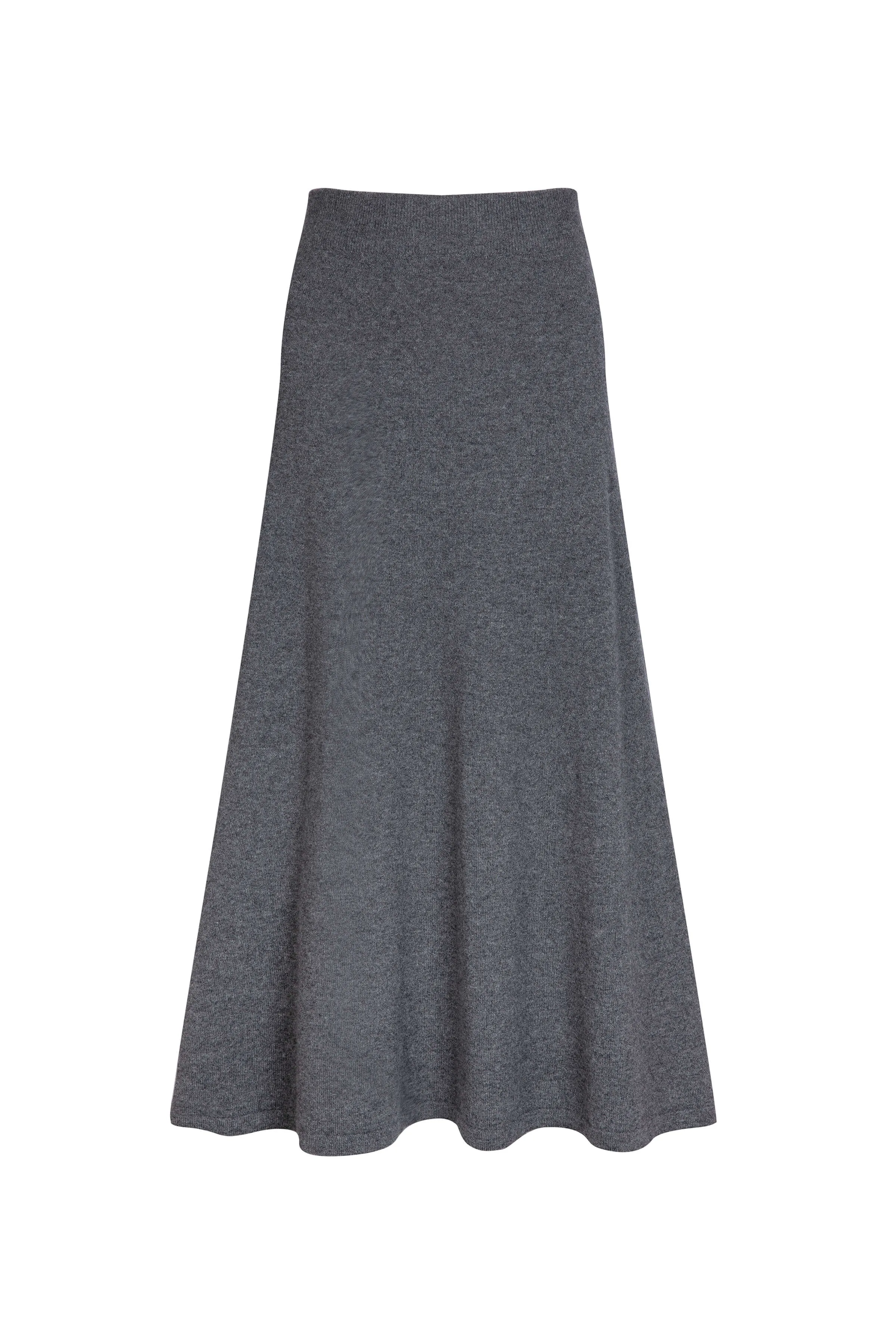 Cashmere Mid Grey A-Line Skirt sold by Johnstons of Elgin