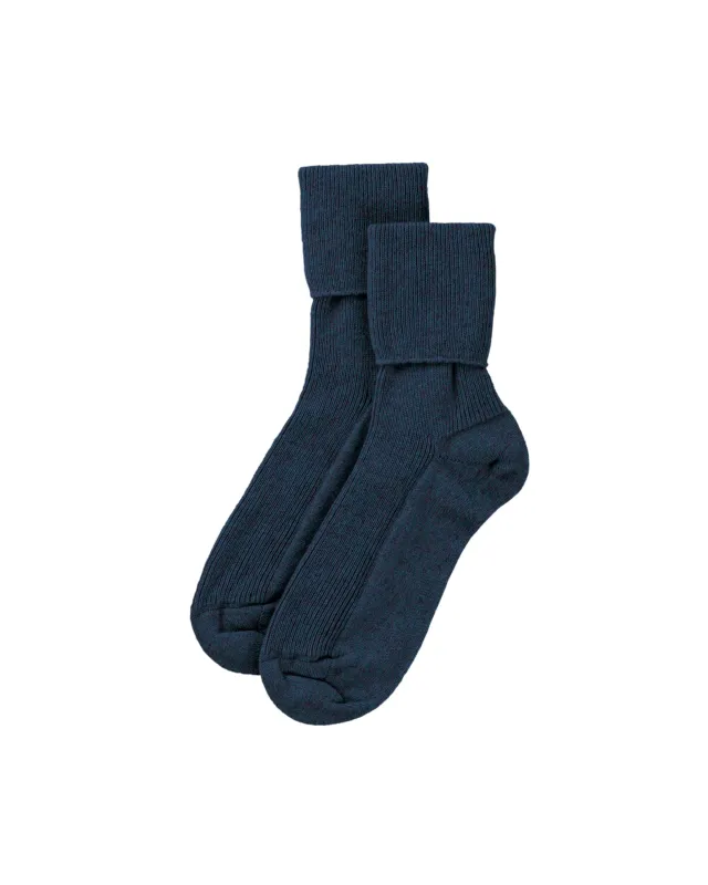 Women's Heather Navy Cashmere Socks sold by Johnstons of Elgin