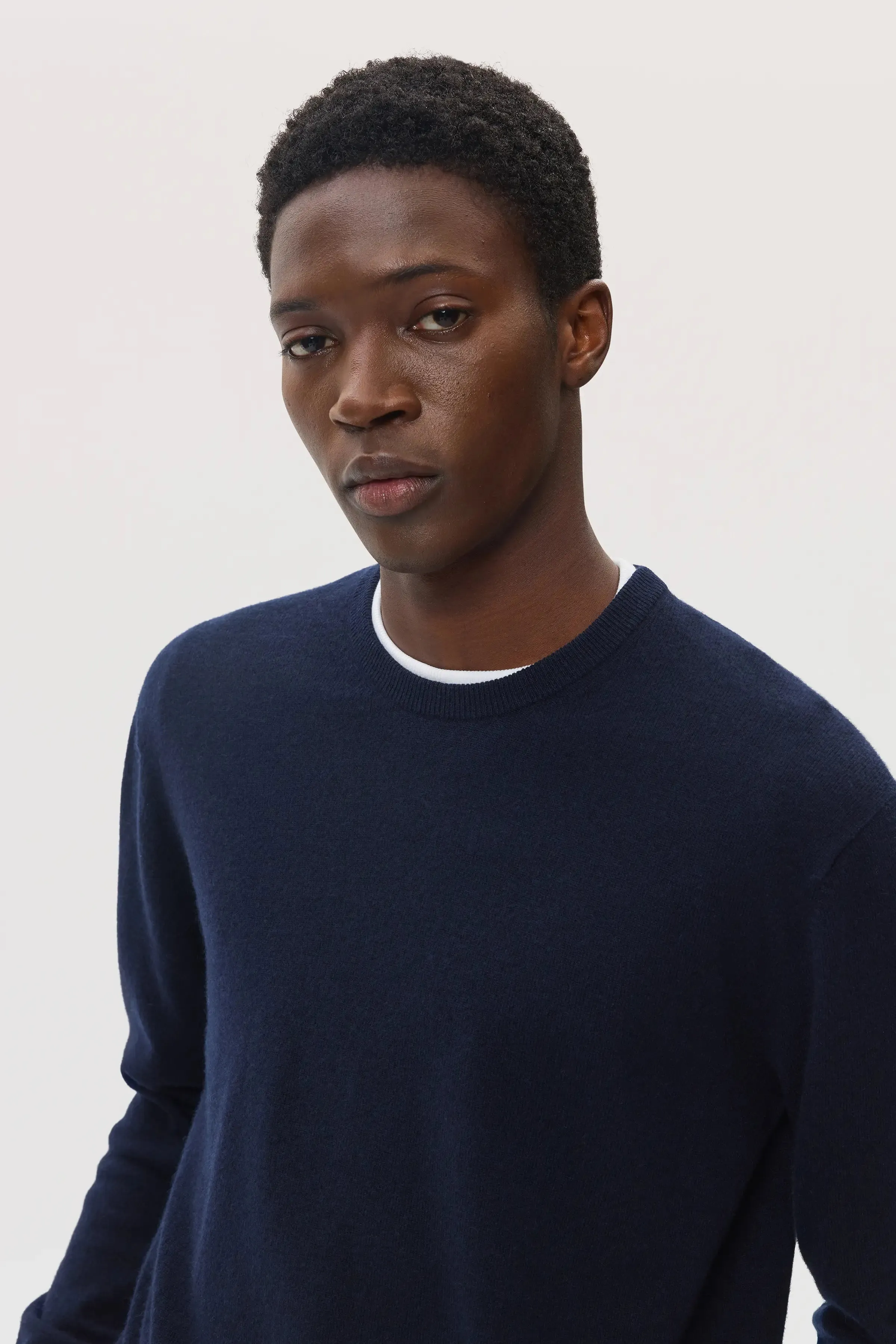 Classic Navy Cashmere Round Neck Jumper sold by Johnstons of Elgin product image thumbnail 3