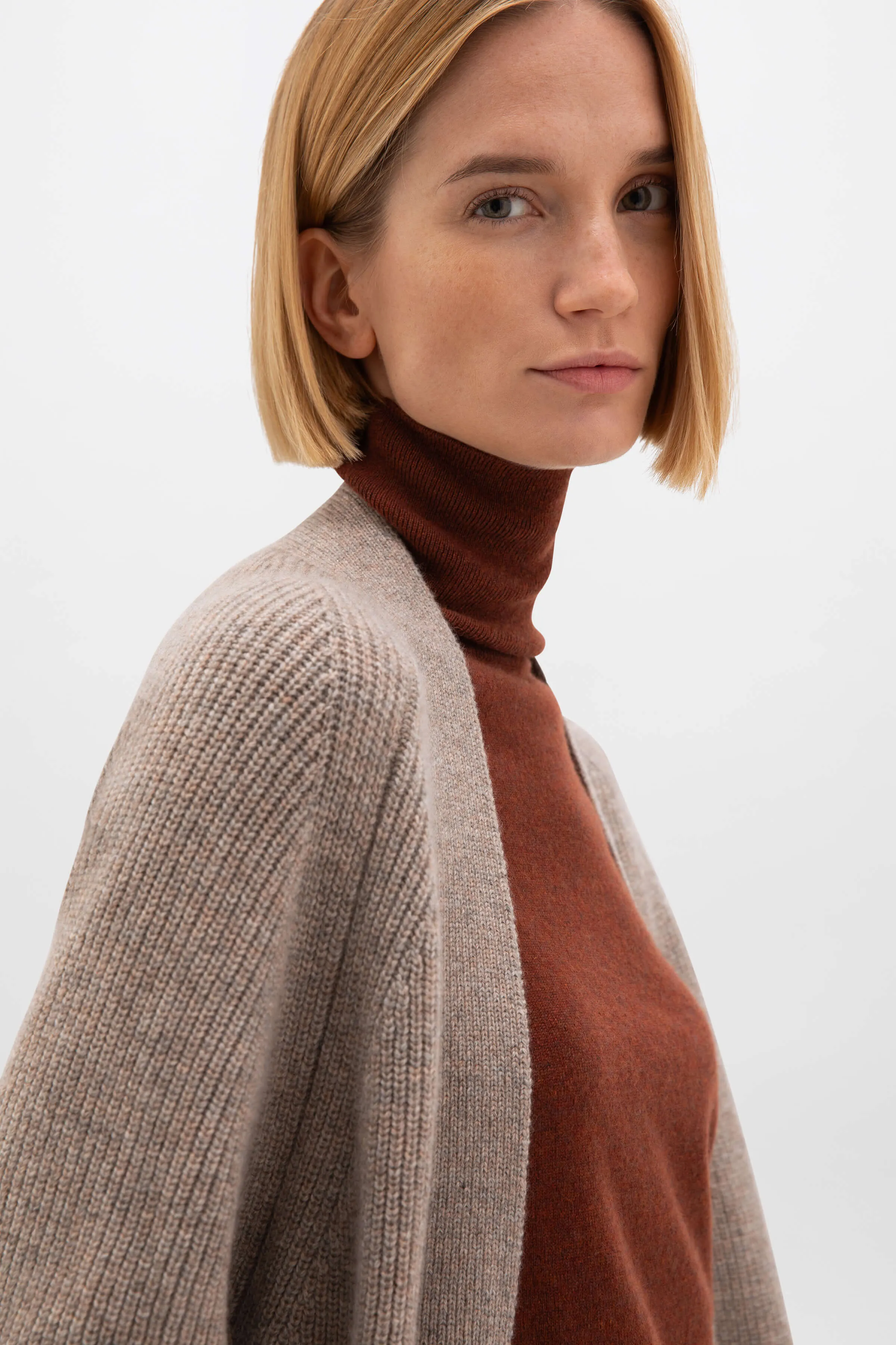 Cashmere Light Brown Cape Cardigan sold by Johnstons of Elgin product image thumbnail 3