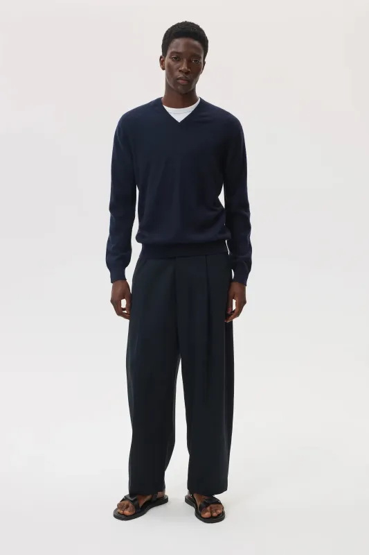 Classic Cashmere Navy V Neck Jumper sold by Johnstons of Elgin