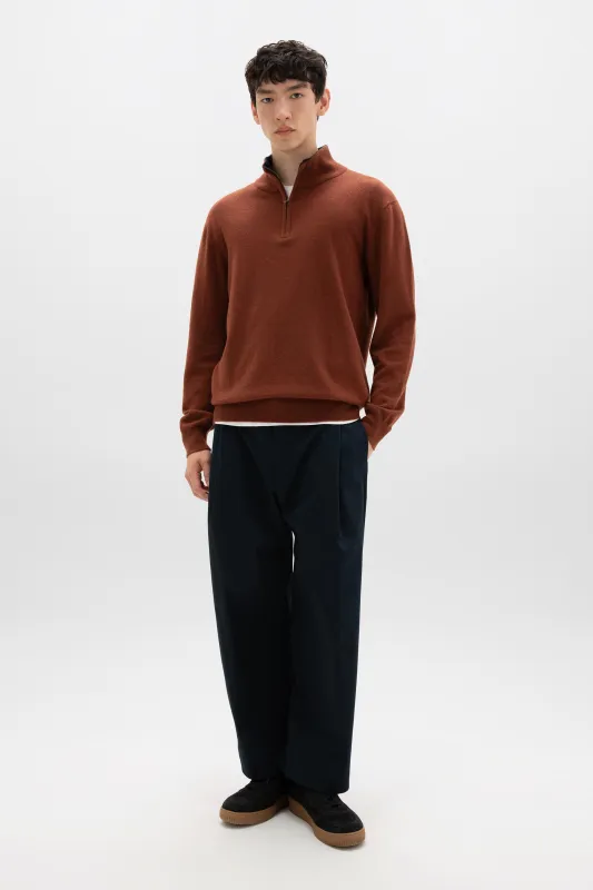 Red Contrast Trim Cashmere Jumper sold by Johnstons of Elgin