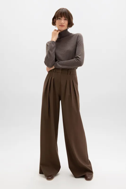 Superfine Cashmere Roll Neck Brown Jumper sold by Johnstons of Elgin