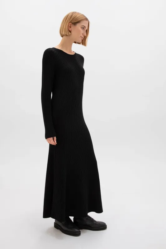 Ribbed Black Cashmere Dress sold by Johnstons of Elgin