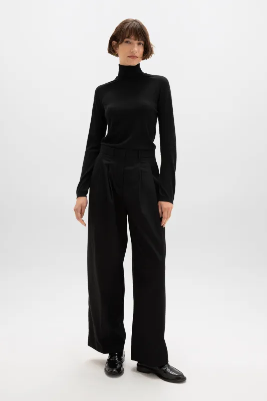 Superfine Cashmere Black Roll Neck sold by Johnstons of Elgin