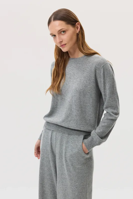 Classic Grey Cashmere Round Neck Jumper sold by Johnstons of Elgin