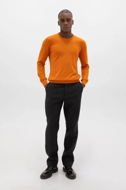 Superfine Cashmere Orange Round Neck Jumper sold by Johnstons of Elgin