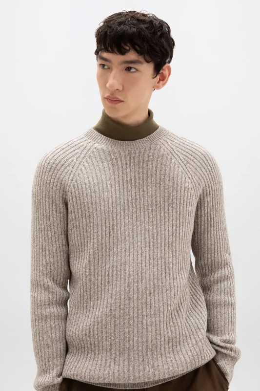 Ribbed Cashmere Light Brown Jumper sold by Johnstons of Elgin