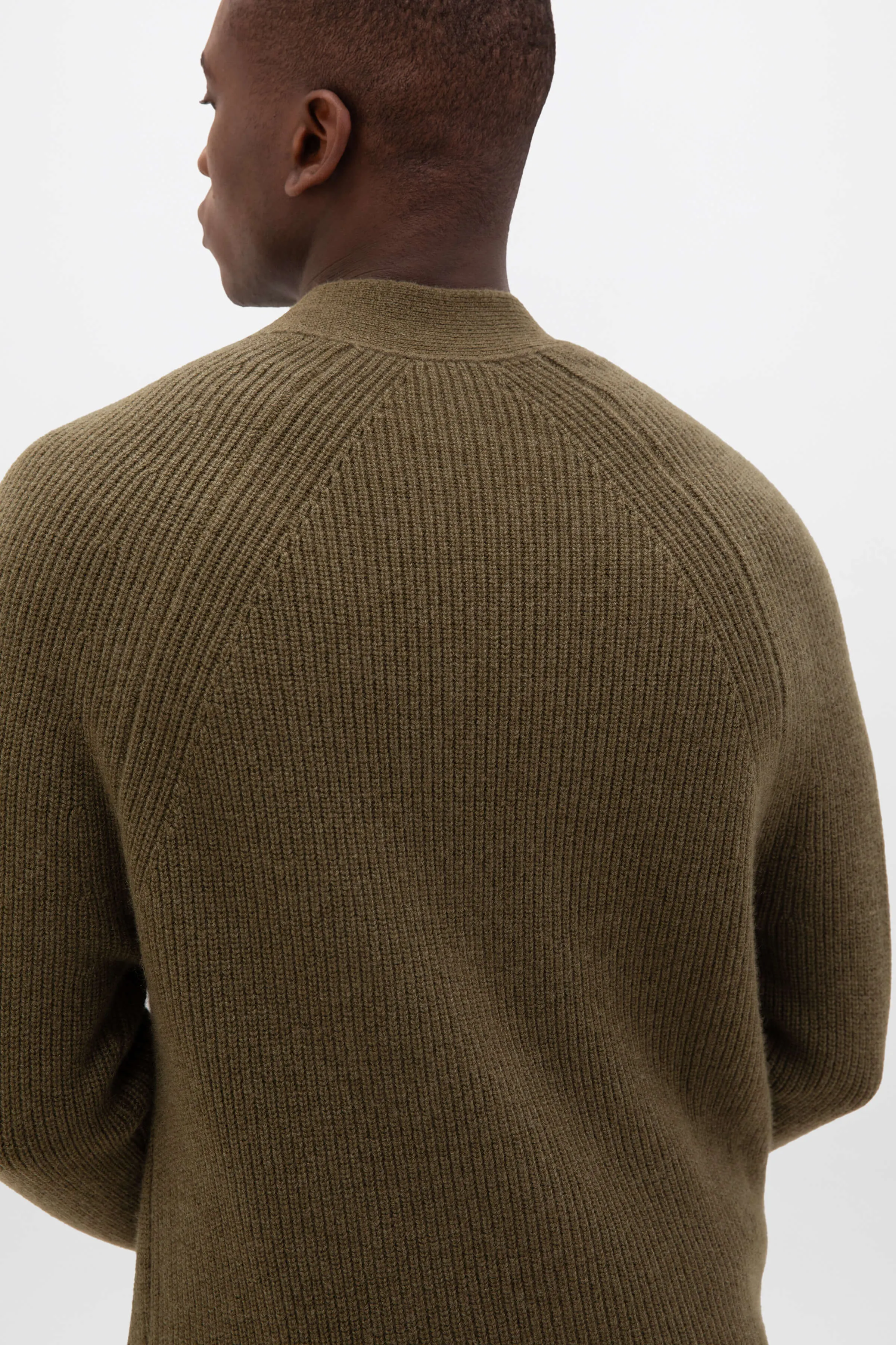 Relaxed Olive Green Cashmere Cardigan sold by Johnstons of Elgin product image thumbnail 2