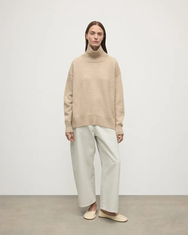 Cashmere Natural Roll Neck Jumper sold by Johnstons of Elgin