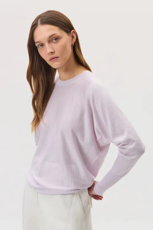 Cashmere Silk Light Purple Batwing Jumper made by Johnstons of Elgin