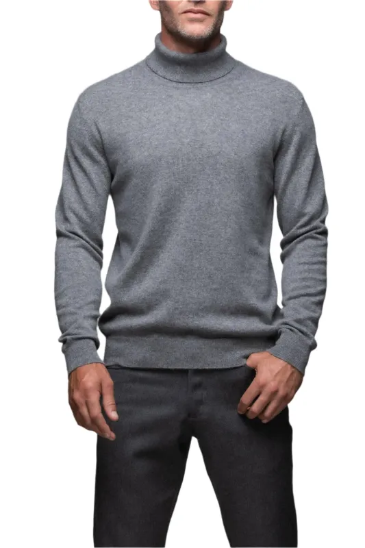 Grey Cashmere Roll Neck Mid Grey Jumper sold by Johnstons of Elgin