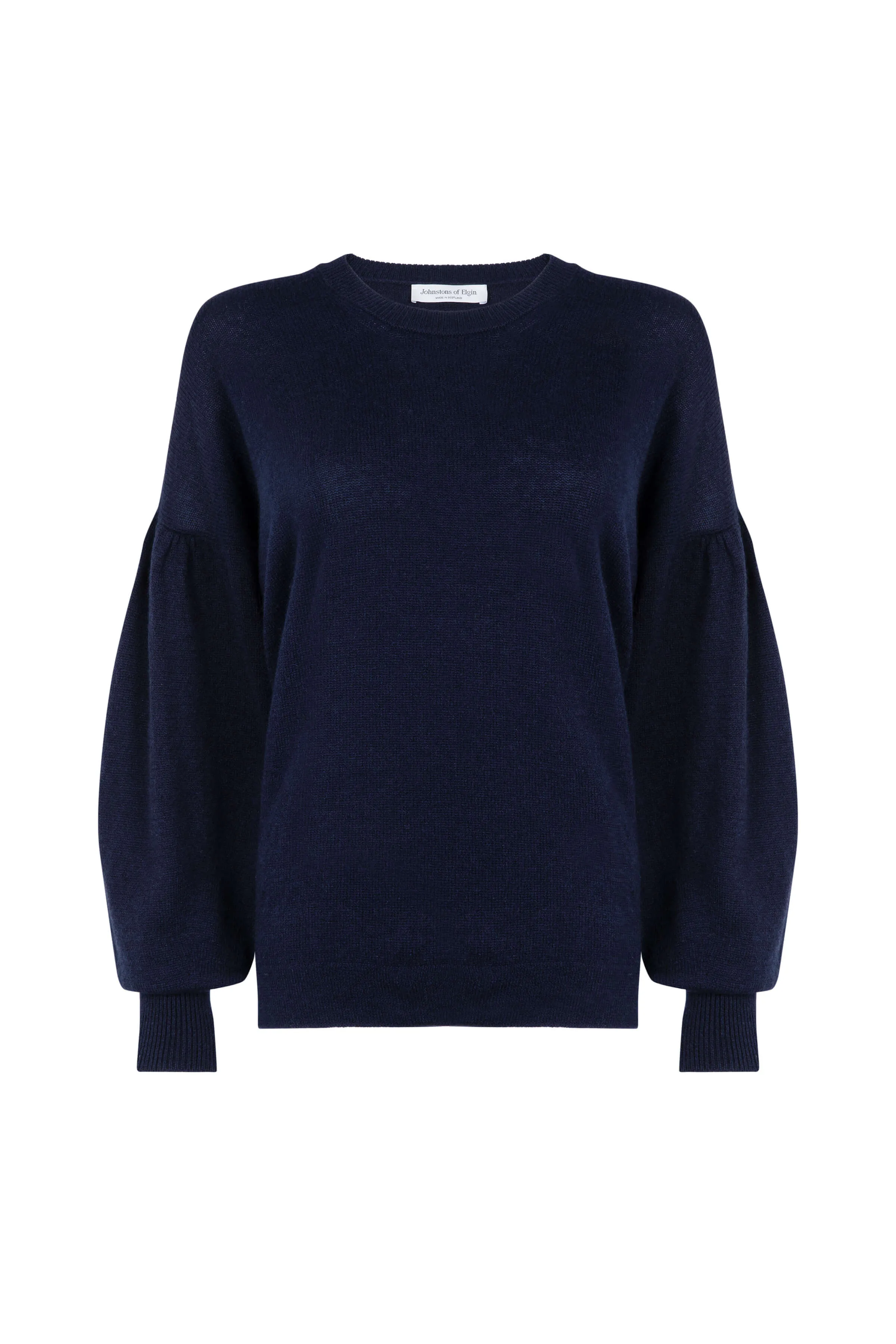 Balloon Sleeve Navy Cashmere Jumper sold by Johnstons of Elgin