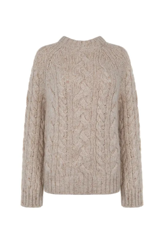 Natural Cable Cashmere Jumper sold by Johnstons of Elgin