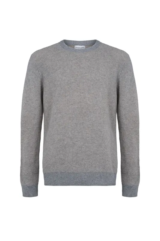 Textured Waffle Rib Grey Cashmere Jumper sold by Johnstons of Elgin